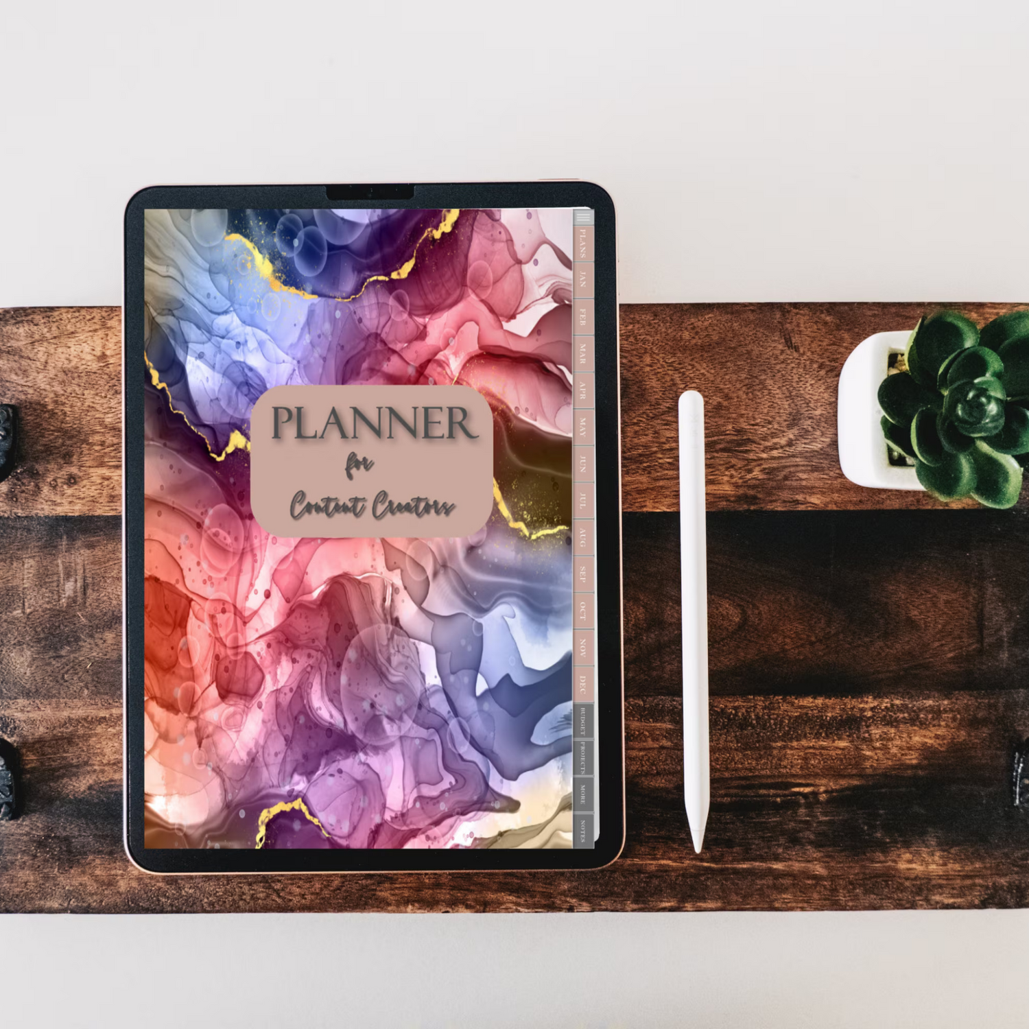 Content Creator Digital Planner, Alcohol Ink Mockup