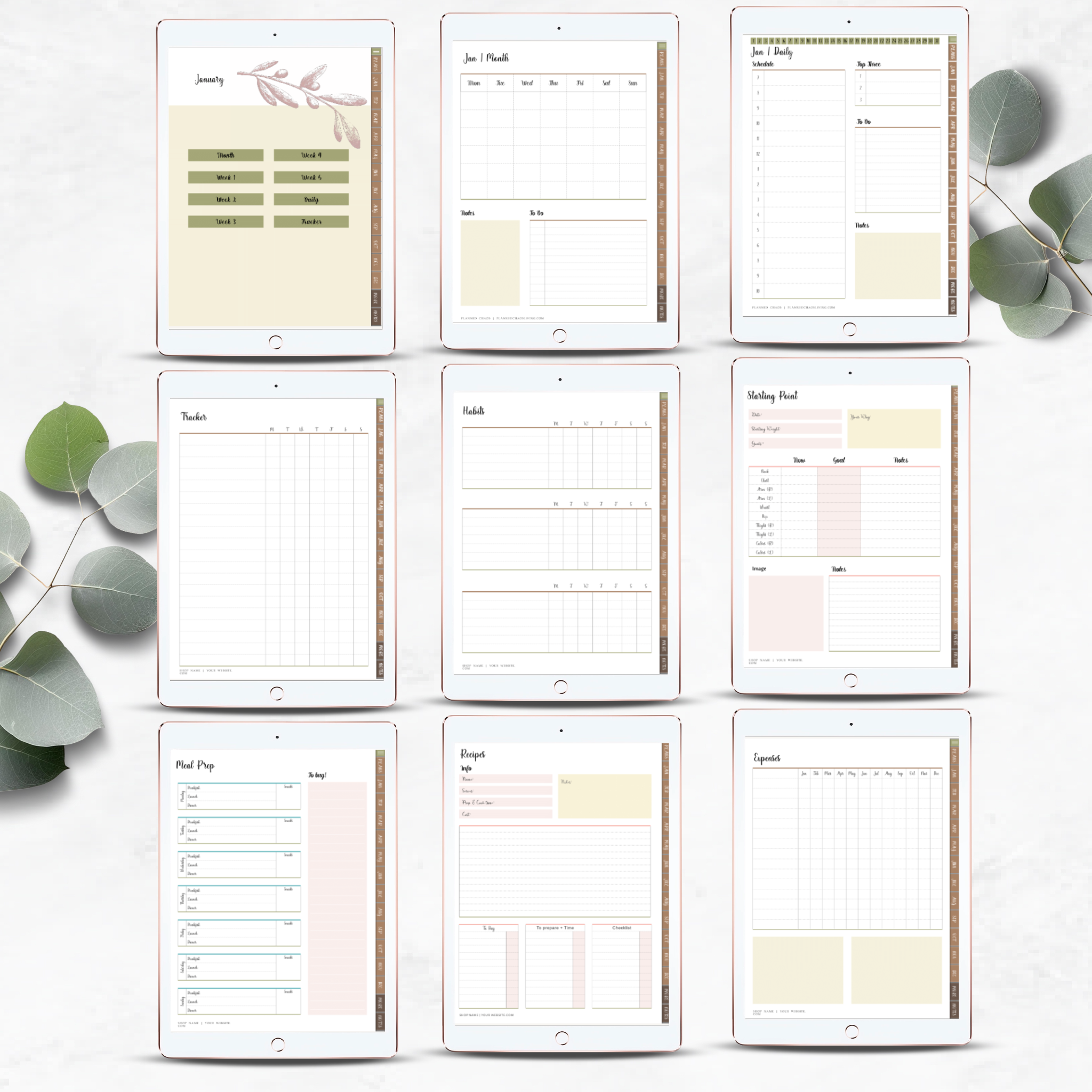 Digital Life Planner and Digital Journal Bundle-Pink Floral