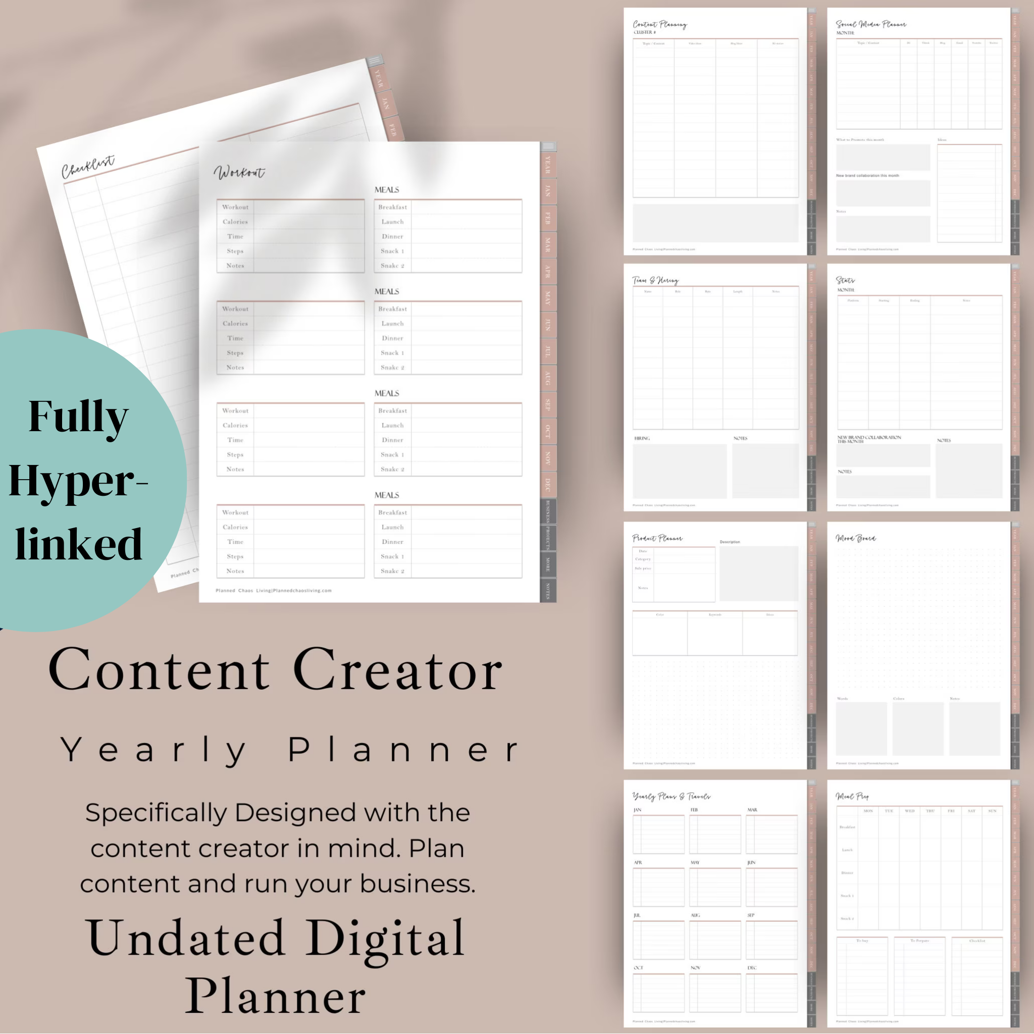 Content Creator Digital Planner, Alcohol Ink Mockup